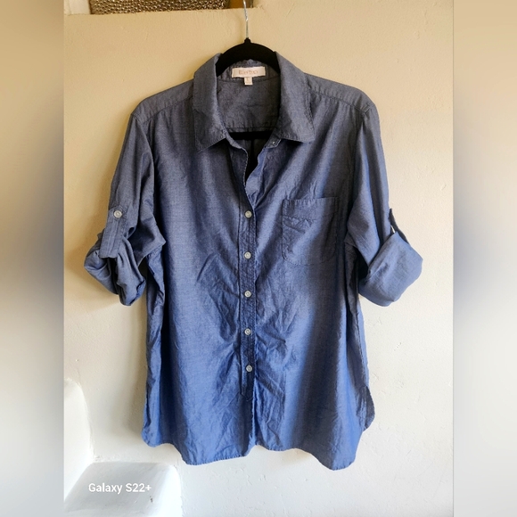 Ellen Tracy Tops - Ellen Tracy Women's Blue Button-Up Shirt Size L. #B20